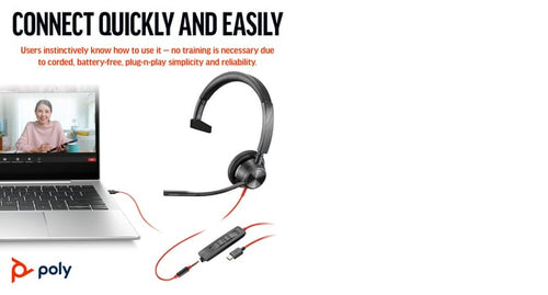 POLY Blackwire 3315 Monaural Microsoft Teams Certified USB-C Headset +3.5mm Plug +USB-C/A Adapter POLY Blackwire 3315 Monaural Microsoft Teams Certified USB-C Headset +3.5mm Plug +USB-C/A Adapter